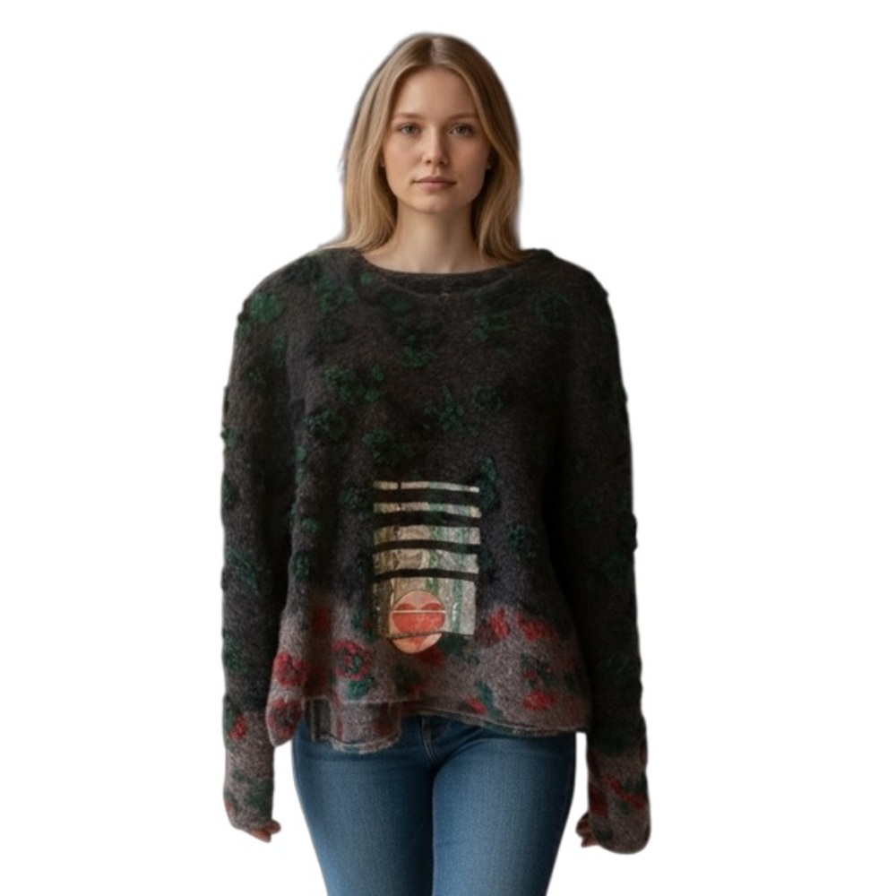 Deborah Cross Wearable Art Sweater and Scarf Size L